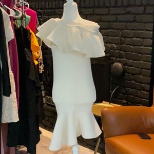 Elegant White Ruffle Dress